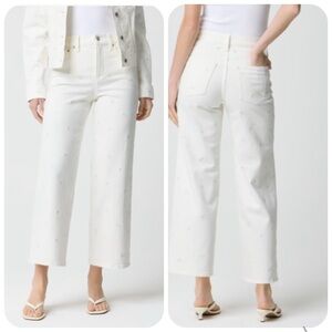 J. Crew Jeans Women’s 31 White Wide Leg Crop Embroidered LIKE NEW!